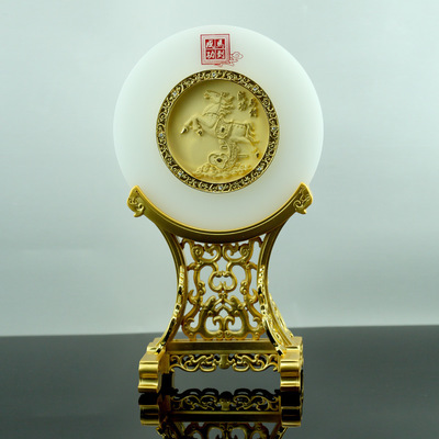 【厂家直销新款马到成功玉璧 马年礼品 2014贺岁精品 价格优惠质可】价格,厂家,图片,玉石工艺品,平阳县金钻工艺品厂-